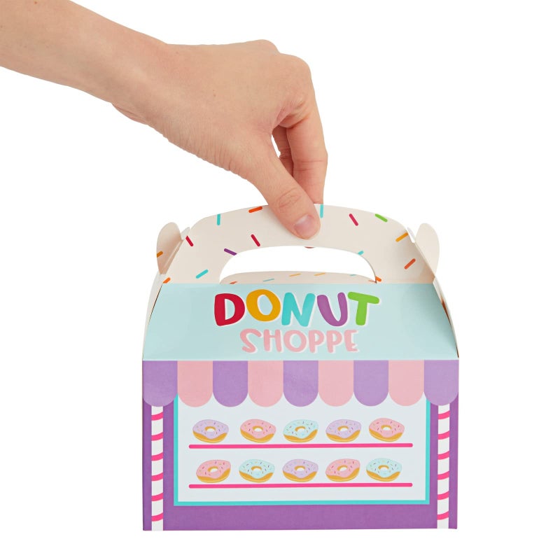 BLUE PANDA Donut Boxes with Handles for Donut Party Decorations - Spacious Sweets Boxes for Candy & Mini Pastries - Pack of 24, 6 x 3.3 x 3.6 in - Image 3